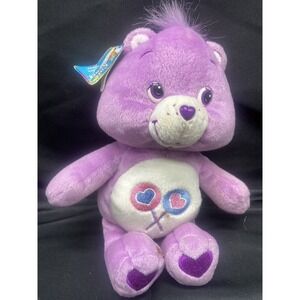 Vtg Care Bears Share Bear Lollipops Purple 10" Plush